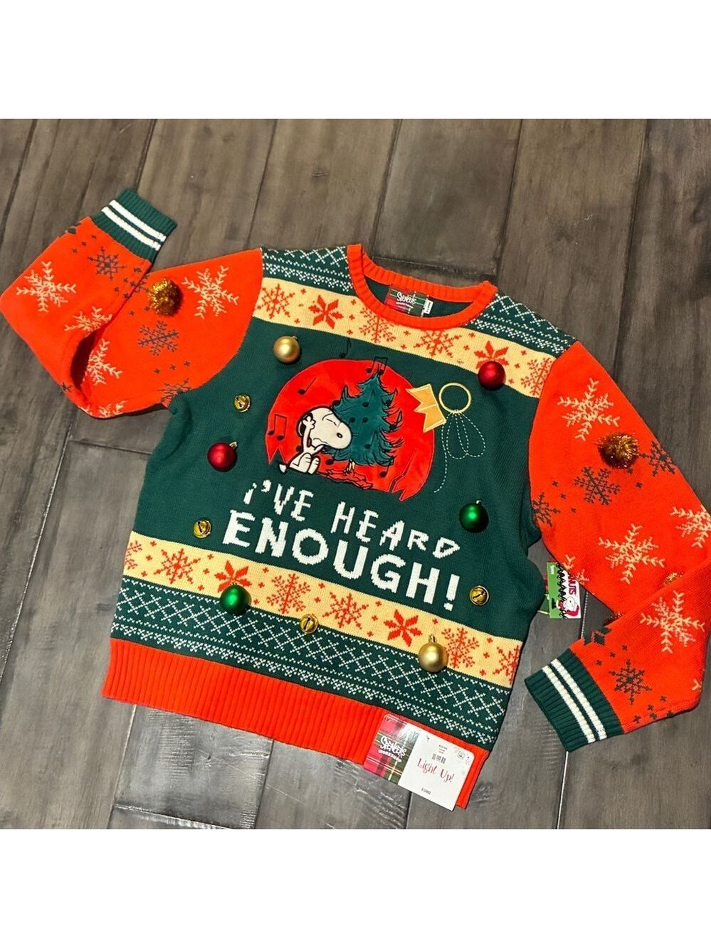 Snoopy "I've Heard Enough" Christmas Sweater from Spencer’s Workshop - Size XL